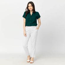 Load image into Gallery viewer, CAMERON BLOUSE 0016-PLAIN MARINE GREEN