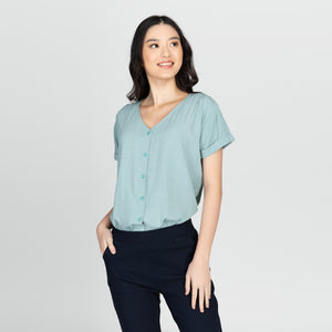 AMELIE BLOUSE 0001 - PLAIN TEAL GREEN