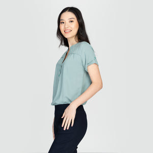 CARLA BLOUSE 0029 - PLAIN TEAL GREEN