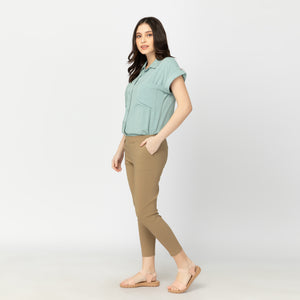 PRINCESS BLOUSE 0001 - PLAIN TEAL GREEN