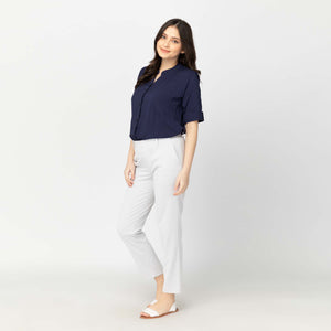 SHANE BLOUSE 0031 - PLAIN NAVY BLUE