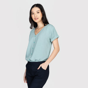 AMELIE BLOUSE 0001 - PLAIN TEAL GREEN