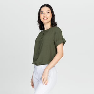 ALELIE BLOUSE 0002 - PLAIN ARMY GREEN