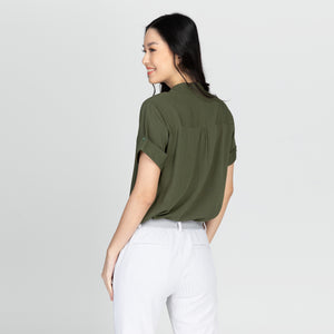 ALELIE BLOUSE 0002 - PLAIN ARMY GREEN