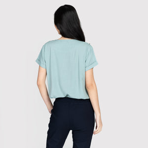 AMELIE BLOUSE 0001 - PLAIN TEAL GREEN