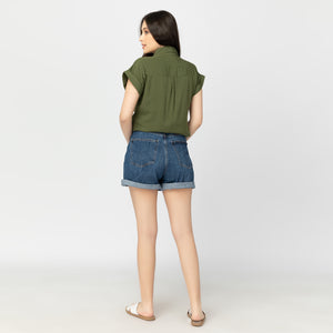 PRINCESS BLOUSE 0005 - PLAIN ARMY GREEN