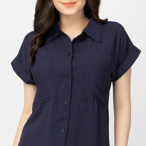 PRINCESS BLOUSE 0012 - PLAIN NAVY BLUE