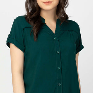 CAMERON BLOUSE 0016-PLAIN MARINE GREEN
