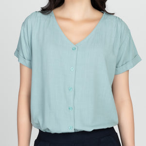 AMELIE BLOUSE 0001 - PLAIN TEAL GREEN