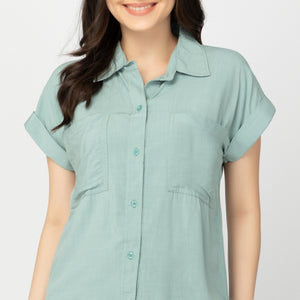 PRINCESS BLOUSE 0001 - PLAIN TEAL GREEN