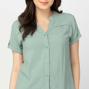 CAMERON BLOUSE 0019 - PLAIN TEAL GREEN