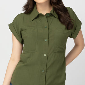 PRINCESS BLOUSE 0005 - PLAIN ARMY GREEN