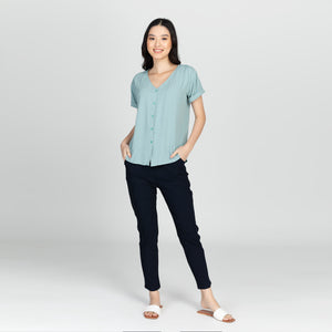 AMELIE BLOUSE 0001 - PLAIN TEAL GREEN