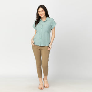 PRINCESS BLOUSE 0001 - PLAIN TEAL GREEN