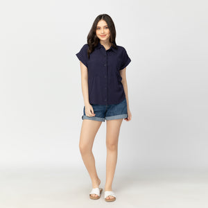 PRINCESS BLOUSE 0012 - PLAIN NAVY BLUE