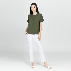 ALELIE BLOUSE 0002 - PLAIN ARMY GREEN