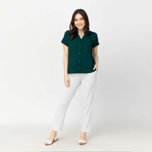 CAMERON BLOUSE 0016-PLAIN MARINE GREEN