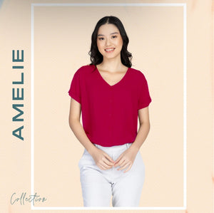 AMELIE BLOUSE 0007 - PLAIN MAROON