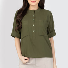 Load image into Gallery viewer, JAIMEE BLOUSE 0007 - PLAIN ARMY GREEN
