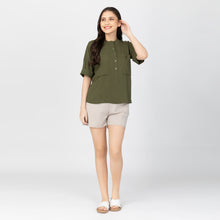 Load image into Gallery viewer, JAIMEE BLOUSE 0007 - PLAIN ARMY GREEN
