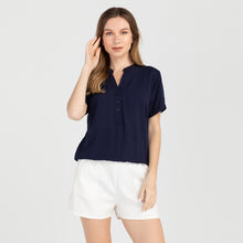 Load image into Gallery viewer, FRANCINE BLOUSE 0018- PLAIN NAVY BLUE