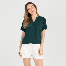 Load image into Gallery viewer, FRANCINE BLOUSE 0012-PLAIN MARINE GREEN