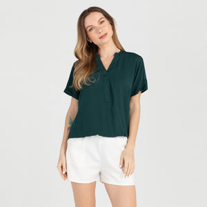 FRANCINE BLOUSE 0012-PLAIN MARINE GREEN