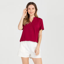 Load image into Gallery viewer, FRANCINE BLOUSE 0016- PLAIN MAROON RED