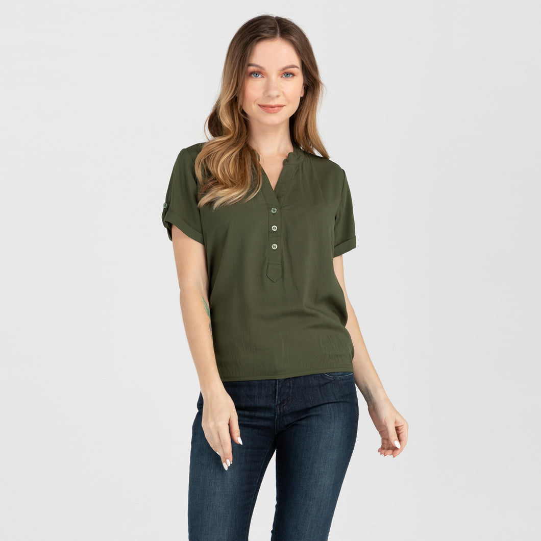 FRANCINE BLOUSE 0013 - PLAIN ARMY GREEN