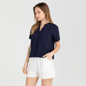 FRANCINE BLOUSE 0018- PLAIN NAVY BLUE