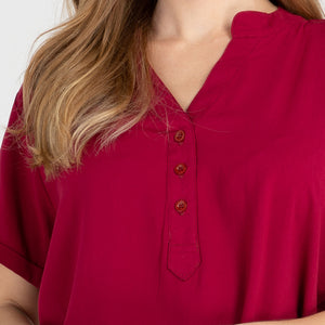 FRANCINE BLOUSE 0016- PLAIN MAROON RED