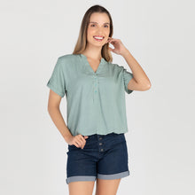 Load image into Gallery viewer, FRANCINE BLOUSE 0011-PLAIN TEAL GREEN