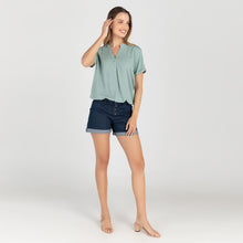 Load image into Gallery viewer, FRANCINE BLOUSE 0011-PLAIN TEAL GREEN